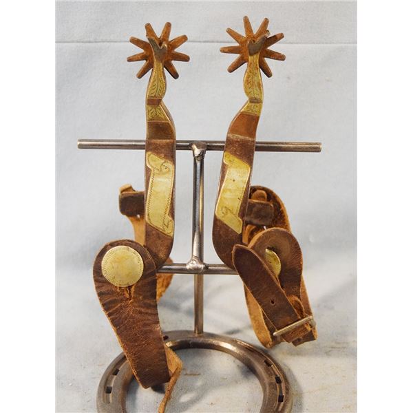 KB & P silver mounted gal leg spurs