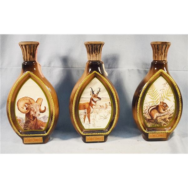 (3) Beams Choice 4/5 quart Kentucky Bourbon Whiskey decanters