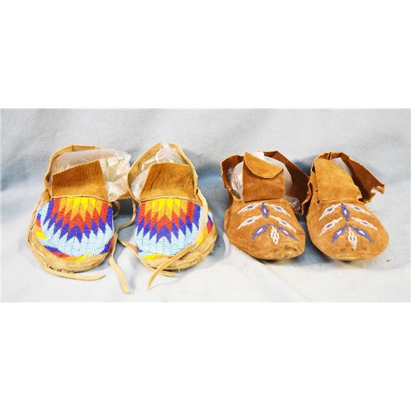 (2) pair of beaded moccasins
