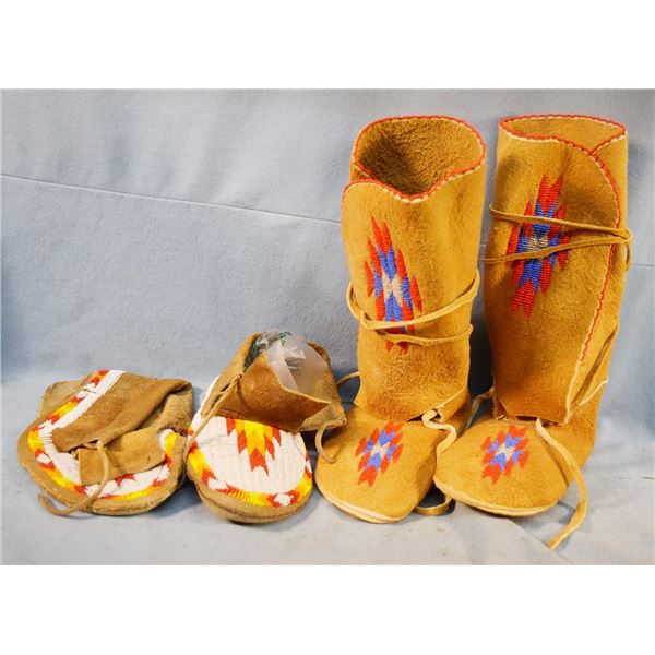 (2) pair of beaded moccasins