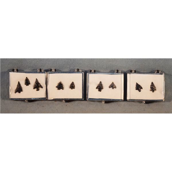 (4) Riker Cases: three with 2 obsidian points each & one with 3 obsidian points