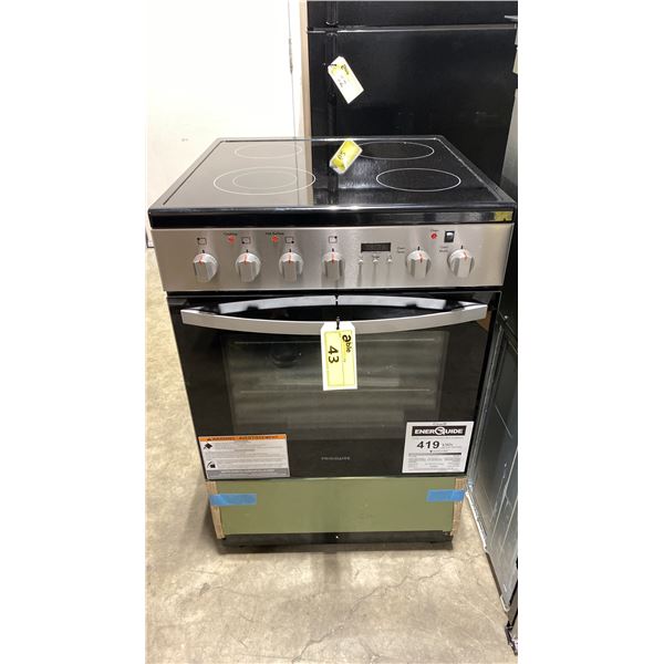 FRIGIDAIRE MODEL FCFE242CAS. 24" STAINLESS STEEL FREESTANDING COMPACT ELECTRIC RANGE WITH SMOOTH