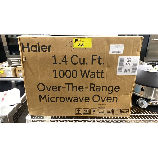 HAIER MODEL HMV1472BHS. 24" 1.4 CU FT CAPACITY 1000W OVER THE RANGE MICROWAVE WITH 300 CFM