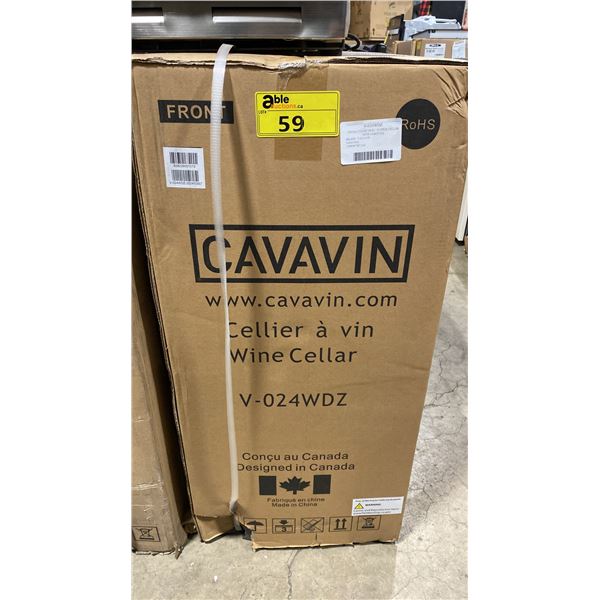 CAVAVIN MODEL V-024WDZ. 15" DUAL ZONE WINE CHILLER - HOLDS UP TO 24 STANDARD WINE BOTTLES