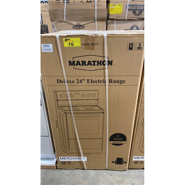 MARATHON MODEL MER245W-2. DELUXE 24" FREESTANDING ELECTRIC RANGE WITH 4 RADIANT ELEMENTS, 2.7 CU FT