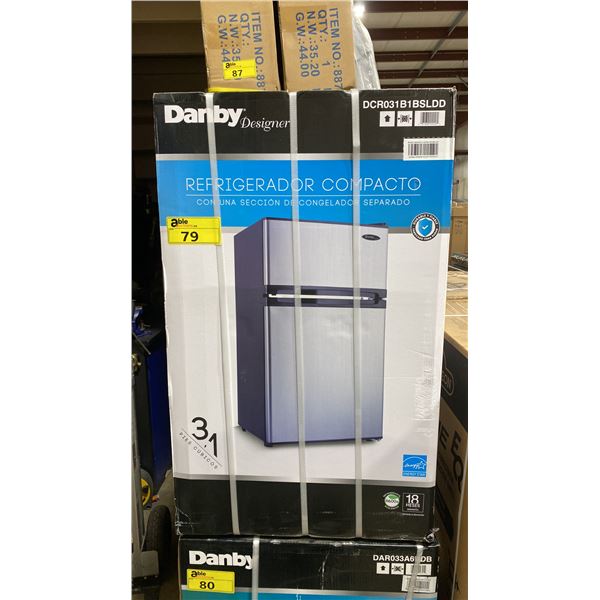 DANBY MODEL DCR031B1BSLDD. STAINLESS STEEL 3.1 CU FT DUAL-DOOR COMPACT REFRIGERATOR *IN BOX*