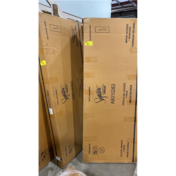 2 ASHLEY SIGNATURE DESIGN MODEL A8010263. RYANDALE FLOOR MIRRORS WITH ANTIQUE BLACK FINISH