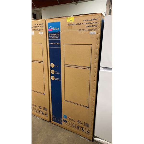 MIDEA MODEL MRT18D3BWW. 30" WHITE 18.1 CU FT TOP-FREEZER REFRIGERATOR WITH MULTI AIR FLOW TECHNOLOGY