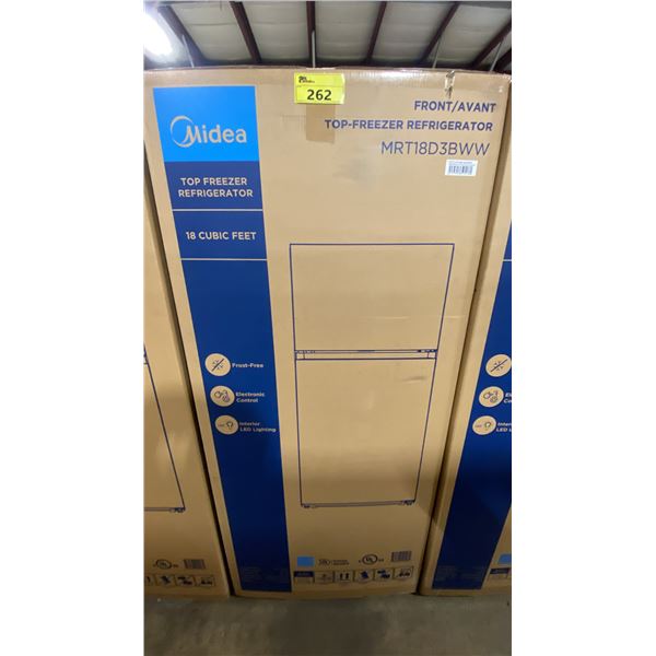 MIDEA MODEL MRT18D3BWW. 30" WHITE 18.1 CU FT TOP-FREEZER REFRIGERATOR WITH MULTI AIR FLOW TECHNOLOGY