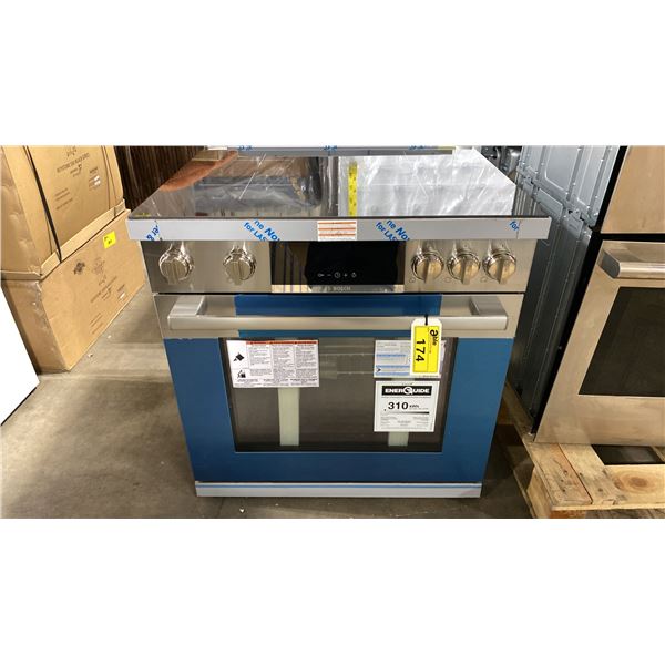 BOSCH MODEL HIS8055C. 800 SERIES 30" INDUSTRIAL STYLE STAINLESS STEEL INDUCTION RANGE WITH 4