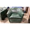 Image 2 : DECOR-REST BENNET-HUDEL GREEN LEATHER SWIVEL STYLE TUB CHAIR