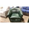 Image 2 : DECOR-REST BENNET-HUDEL GREEN LEATHER SWIVEL STYLE TUB CHAIR