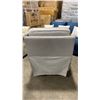 Image 4 : TRUE INNOVATIONS GREY FABRIC SWIVEL STYLE GLIDER RECLINER WITH CUSHION