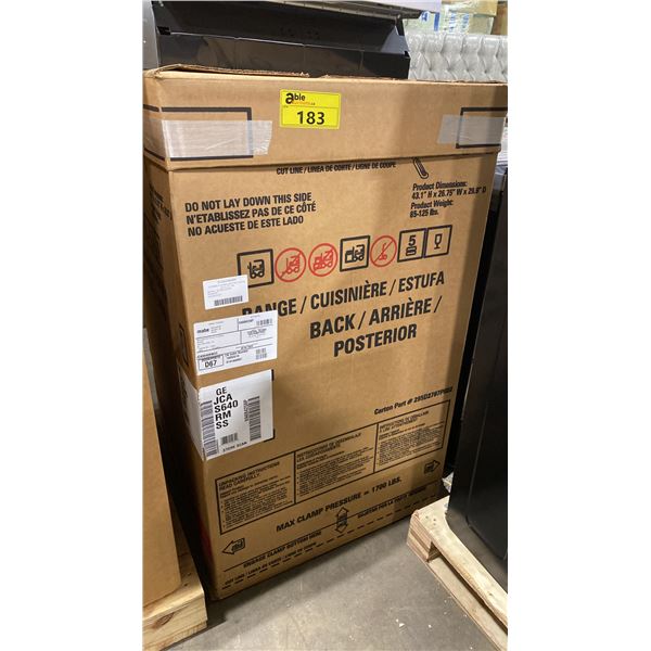 G.E APPLIANCES MODEL JCAS640RMSS. 24" STAINLESS STEEL FREESTANDING ELECTRIC RANGE WITH  2.9 CU. FT.