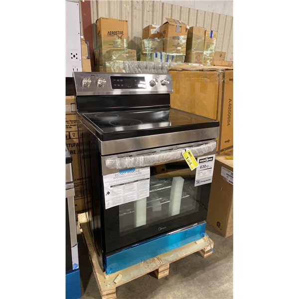 MIDEA MODEL MER30B14ASTC. 30" FREESTANDING ELECTRIC RANGE WITH CERAMIC GLASS TOP, 4 ELEMENTS,