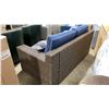 Image 3 : ASHLEY SIGNATURE DESIGN BROWN PLASTIC RATTAN BLUE CUSHION 2 SEAT OUTDOOR PATIO SOFA