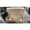 Image 4 : DECOR-REST MODEL 3285 CREAM LEATHER ROLLING STORAGE OTTOMAN