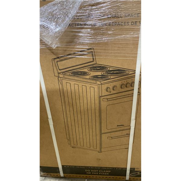 DANBY MODEL DERM240WC. 24" WHITE FREESTANDING ELECTRIC RANGE WITH 4 COIL ELEMENTS