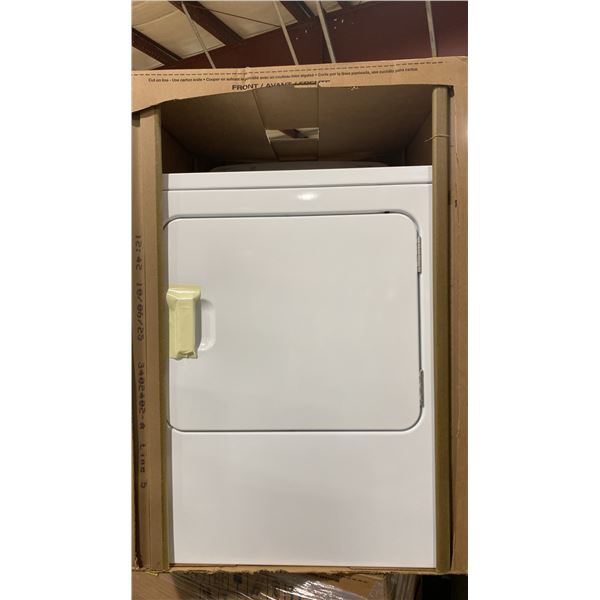 AMANA MODEL YNED4655EW. WHITE 6.5 CU FT VENTED ELECTRIC DRYER WITH 11 DRY CYCLES, REVERSIBLE SIDE