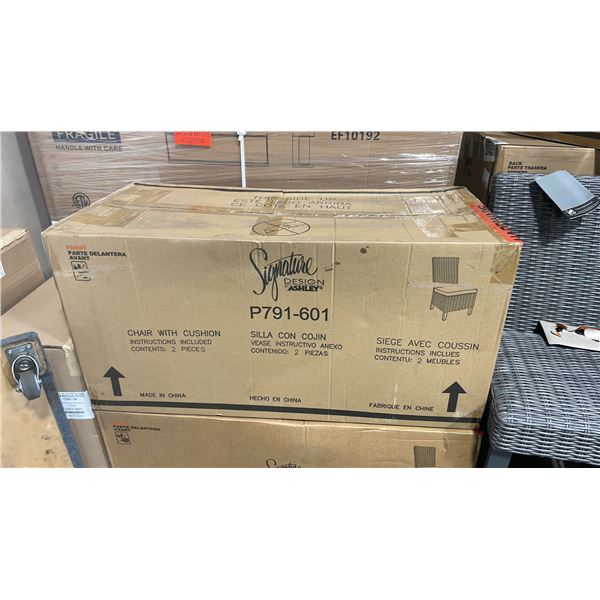 PAIR OF ASHLEY SIGNATURE DESIGN MODEL P791-601 PLASTIC RATTAN OUTDOOR PATIO *IN BOX*