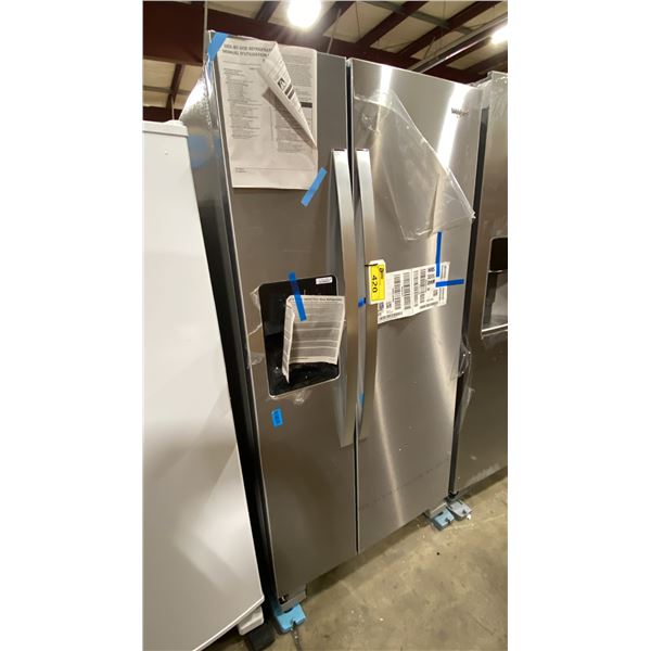 WHIRLPOOL MODEL WRS331SDHM08. STAINLESS STEEL 33" 21.4 CU FT SIDE BY SIDE REFRIGERATOR