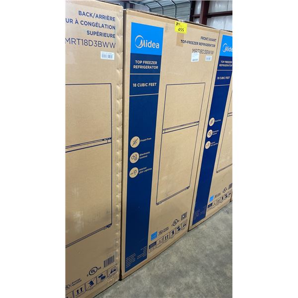 MIDEA MODEL MRT18D3BWW. 30" WHITE 18.1 CU FT TOP-FREEZER REFRIGERATOR WITH MULTI AIR FLOW TECHNOLOGY