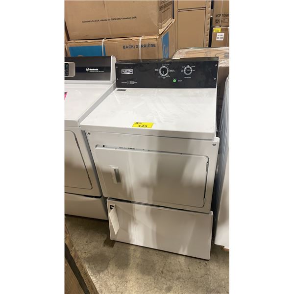 MAYTAG COMMERCIAL MODEL YMEDP575GW1 WHITE FRONT LOAD DRYER MACHINE *DAMAGE FREIGHT, MAY NEED