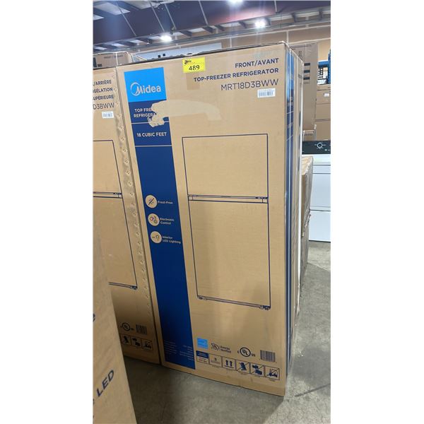 MIDEA MODEL MRT18D3BWW. 30" WHITE 18.1 CU FT TOP-FREEZER REFRIGERATOR WITH MULTI AIR FLOW TECHNOLOGY