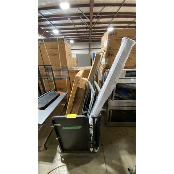 MOBILE PRODUCT CART WITH ASSORTED OVEN MOVERS & PARTS