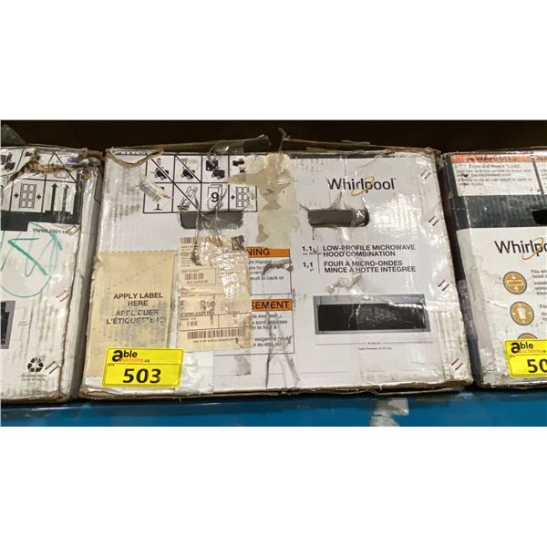 WHIRLPOOL MODEL YWML55011HS. 1.1 CU FT LOW PROFILE MICROWAVE HOOD COMBINATION