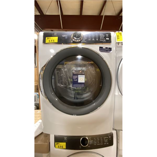 ELECTROLUX MODEL ELFE763CBW0. WHITE 8.0 CU FT  FRONT LOAD ELECTRIC DRYER WITH 11 DRYING SETTINGS,