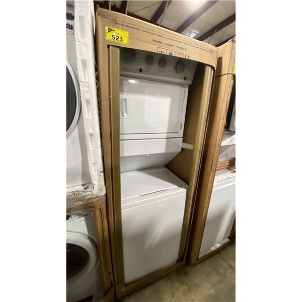 WHIRLPOOL MODEL YWET4027HW2. WHITE 27" ELECTRIC STACKED LAUNDRY CENTER WITH AUTO DRY SYSTEM,