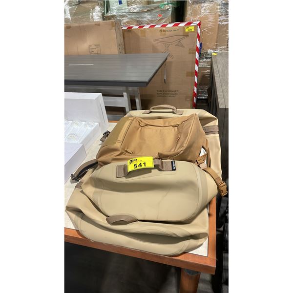 YETI BROWN TRANSPORT BAG & 2 PANGA 75 DESIGNER TOTE BAGS