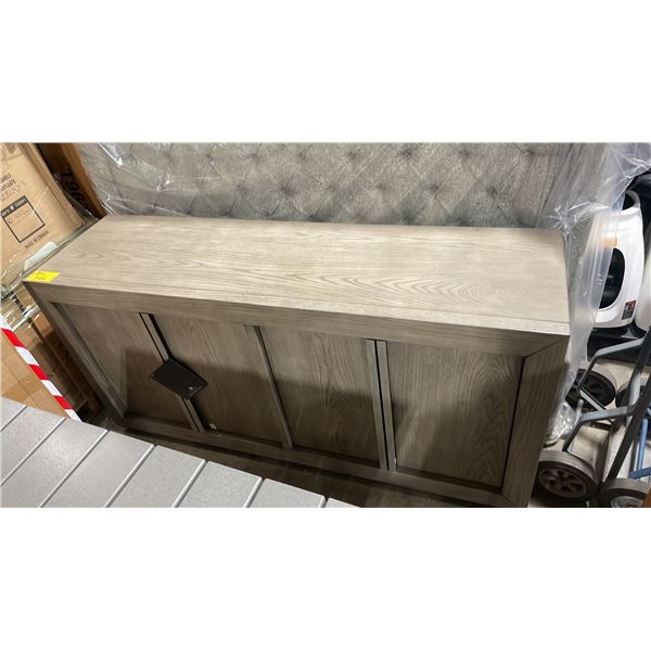 MILLENNIUM MODEL MRP01999. DESIGNER GREY WOOD 4 DOOR STORAGE CONSOLE