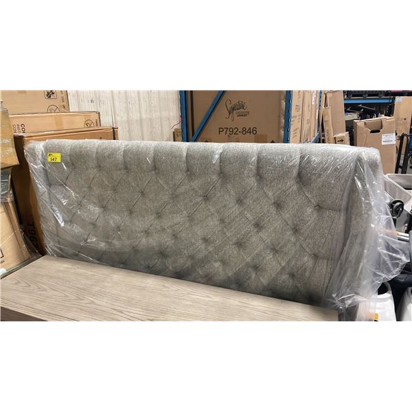ASHLEY SIGNATURE DESIGN GREY PADDED QUEEN SIZE HEADBOARD *NO SIDE RAILS OR FOOTBOARD*