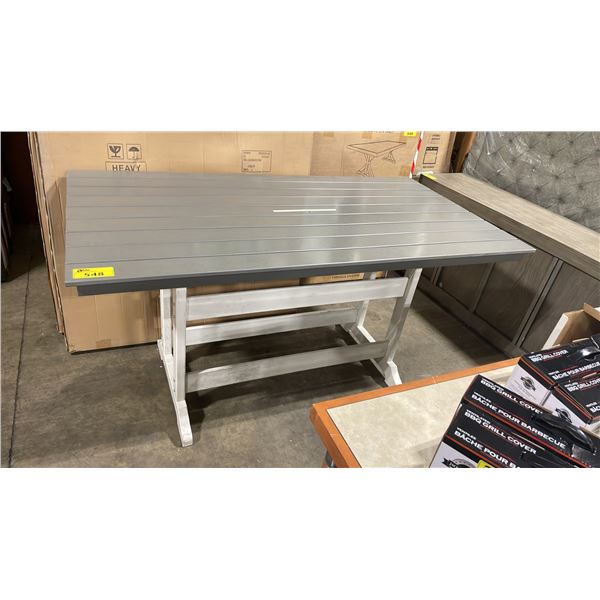 ASHLEY SIGNATURE DESIGN GREY / WHITE 72" X 37 1/3" BAR HEIGHT OUTDOOR PATIO TABLE *DISPLAY ONLY,