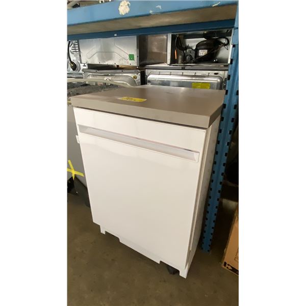 G.E APPLIANCES WHITE PORTABLE DISHWASHER  *ORIGINATED IN SERVICE AREA, WORKING CONDITION UNKNOWN*