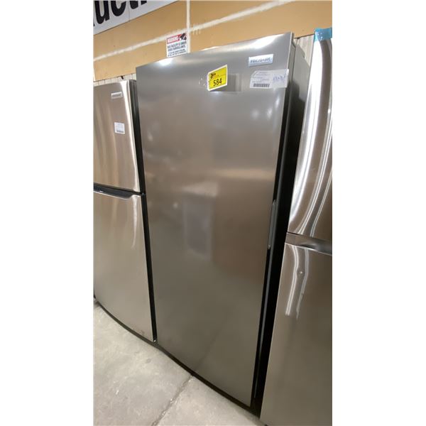 FRIGIDAIRE STAINLESS STEEL UPRIGHT FREEZER  *ORIGINATED IN SERVICE AREA, WORKING CONDITION UNKNOWN*