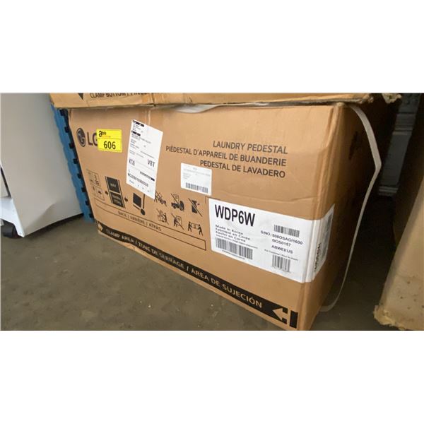 LG MODEL WDP6W. WHITE LAUNDRY PEDESTAL