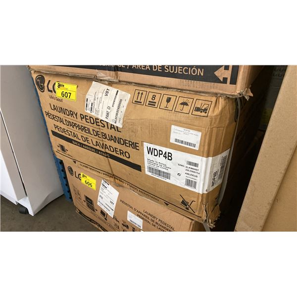 LG MODEL WDP4B. BLACK STEEL LAUNDRY PEDESTAL