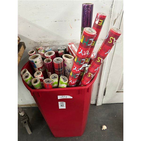 Waste Can w/Holiday Wrapping Paper