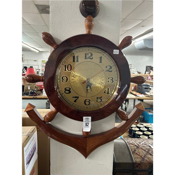 Ship Wheel Wooden Anchor Wall Clock