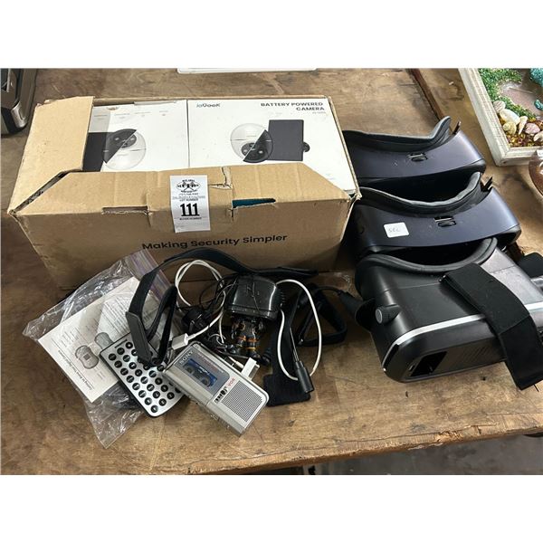 Battery Powered Cameras, Mini Cassette Player, VR Goggles
