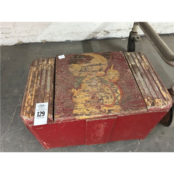 Vintage Wooden Box w/Child Cartoon Motif