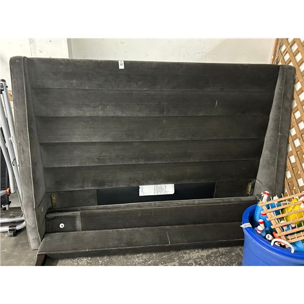 King Charcoal Velvet Style Bed