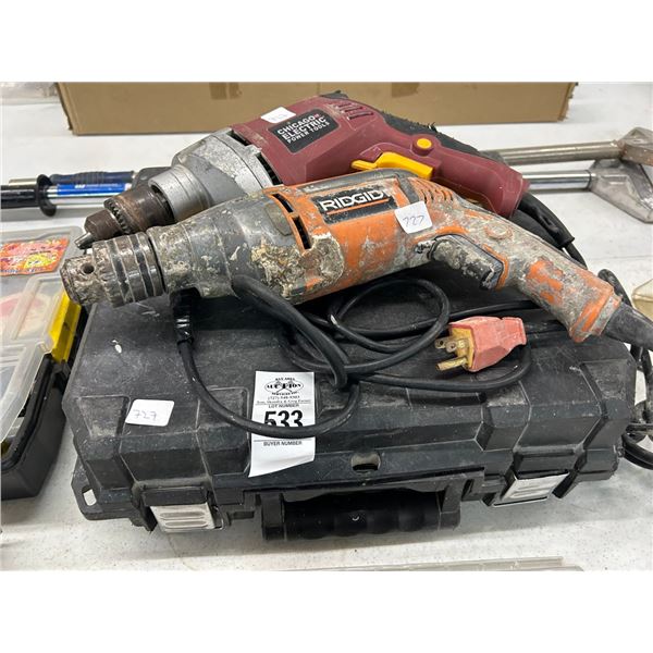 Ridgid/Chicago Electric Drills w/Case