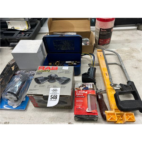 Pry Bars, Hack Saw, Security Lights, Mirror, Tile Spacers