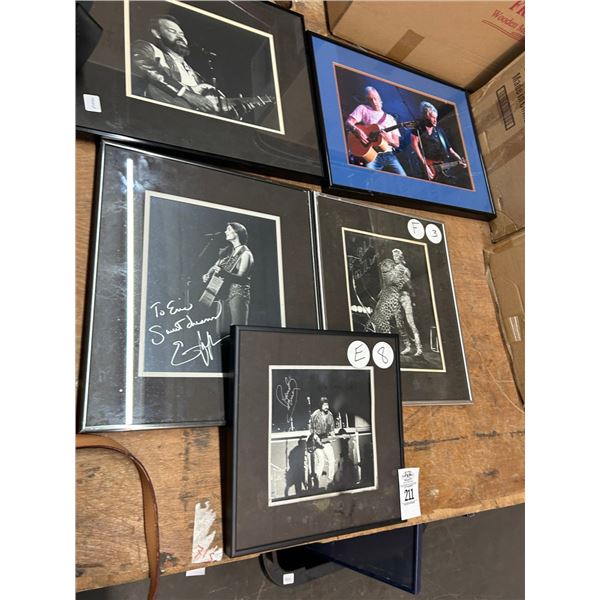 5-Autographed Entertainer Photos Emmy Lou Harris, Ring Master, Glen Campbell,