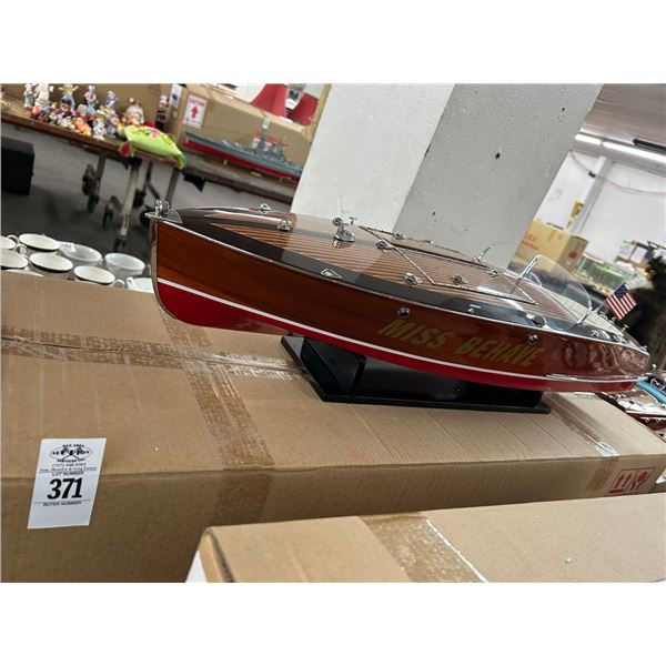 Miss Behave  31"  Classic Mahogany Race Boat Model w/Box