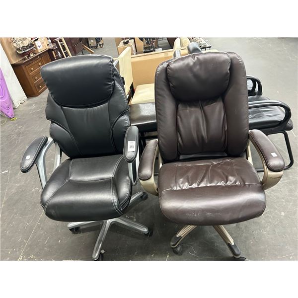 Black/Brown Leather Office Chairs - 2